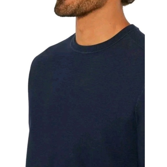 Banana Republic Men's Textured Double Knit Crew Pullover, Blue, Size Medium - Picture 2 of 4